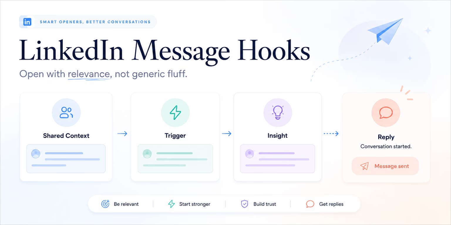 LinkedIn message hooks and B2B opening copywriting illustration