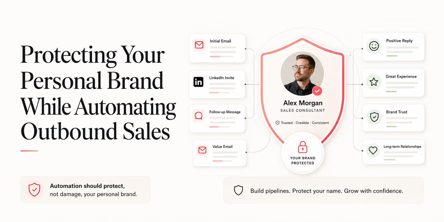 Outbound sales automation and brand reputation protection diagram