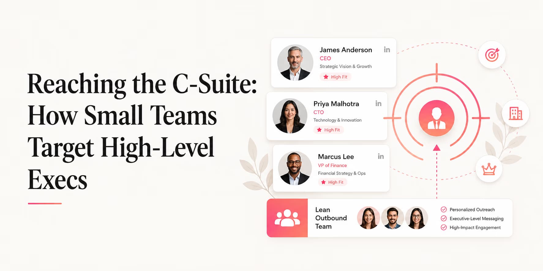 Small team targeting B2B C-suite executives outbound framework diagram