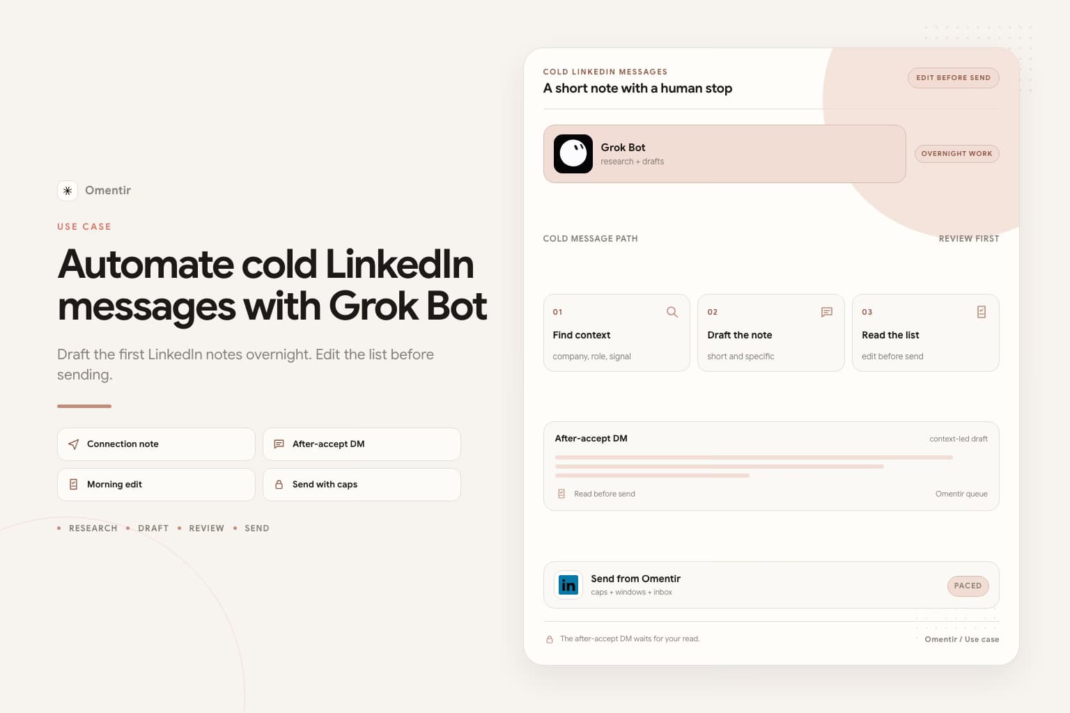 grok bot cold messaging illustration for Revora