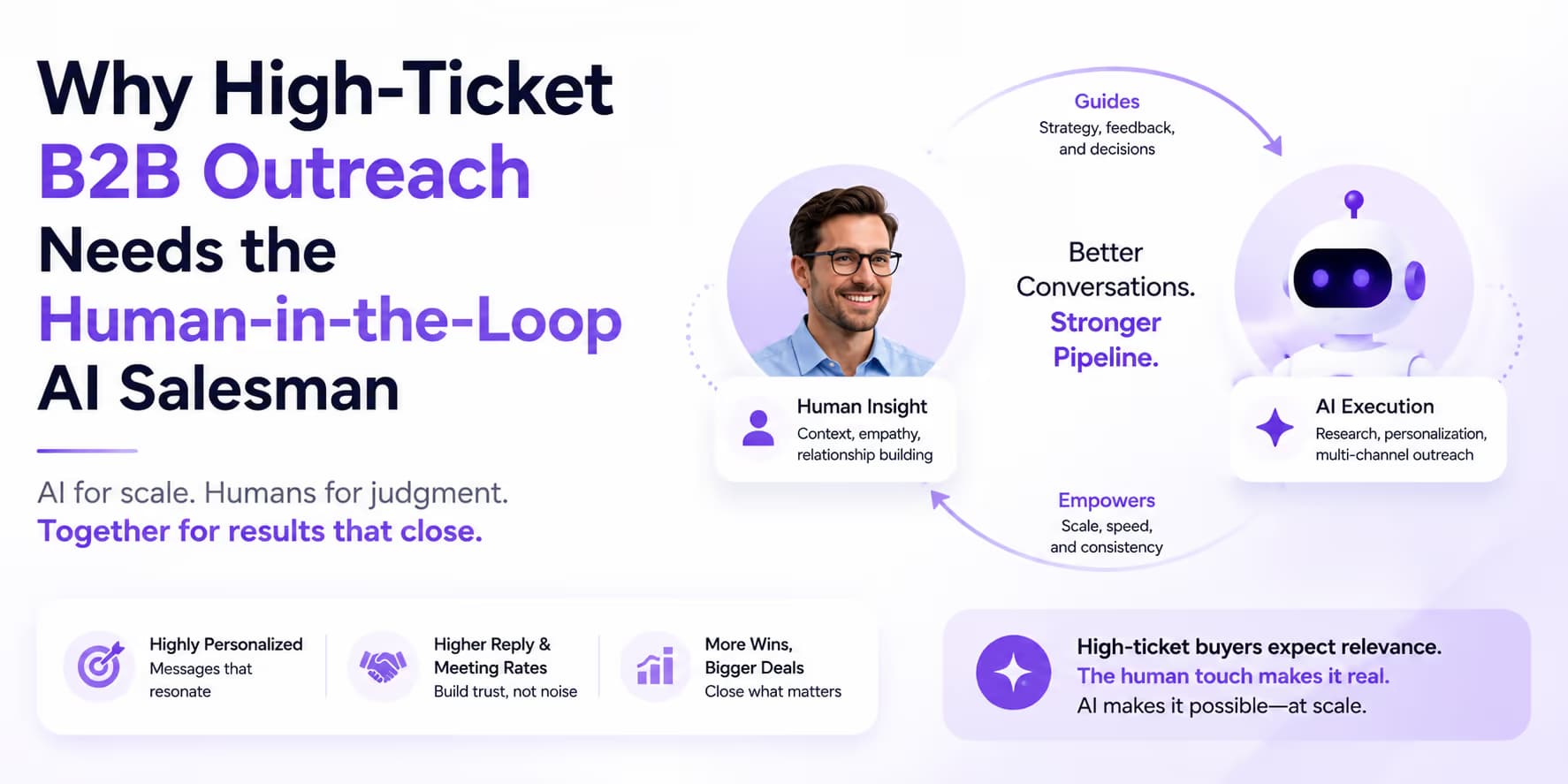 Why high-ticket enterprise B2B sales needs human-in-the-loop AI salesman teams banner