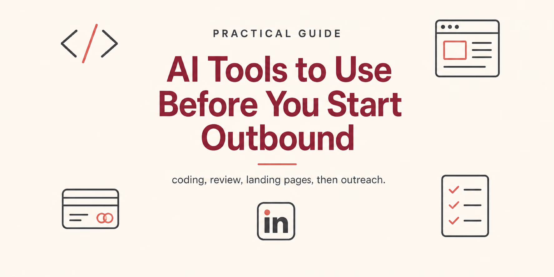Centered editorial banner for AI tools to use before starting outbound
