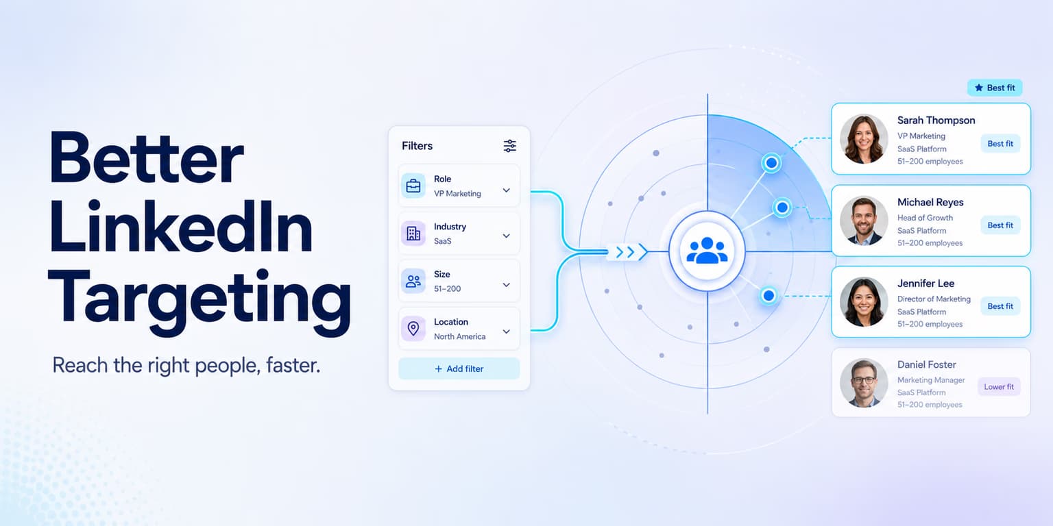 Better LinkedIn targeting and advanced B2B search parameters dashboard illustration