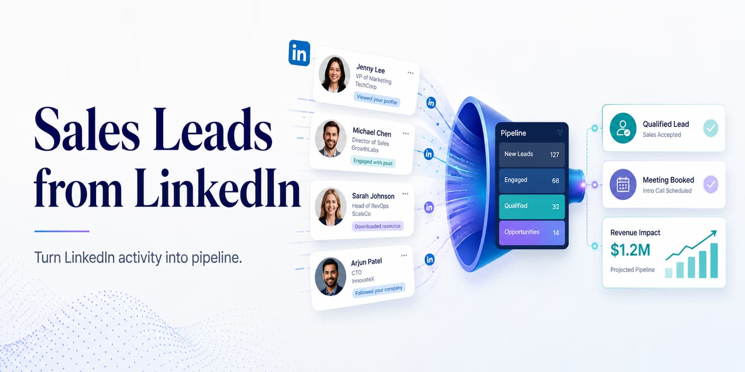 Sales leads from LinkedIn and B2B enrichment pipeline illustration